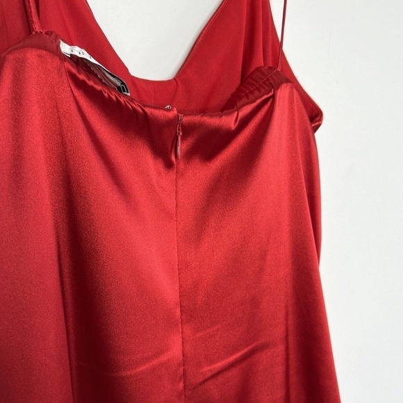 De Laru Red Satin Midi Dress Vtg Spaghetti Straps Y2K Womens 5/6 Deadstock *Read - Picture 7 of 16